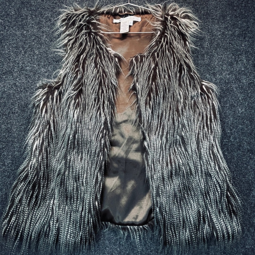 Faux Ostrich Feathers Vest L Shaggy Dark Boho Glam Witchy 70s Rocker Mob Wife